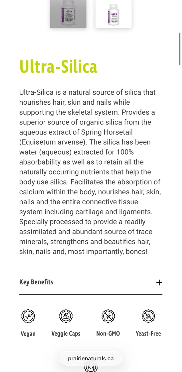 Prairie Naturals Ultra Silica Hair Skin Nails Supplement - photo 3