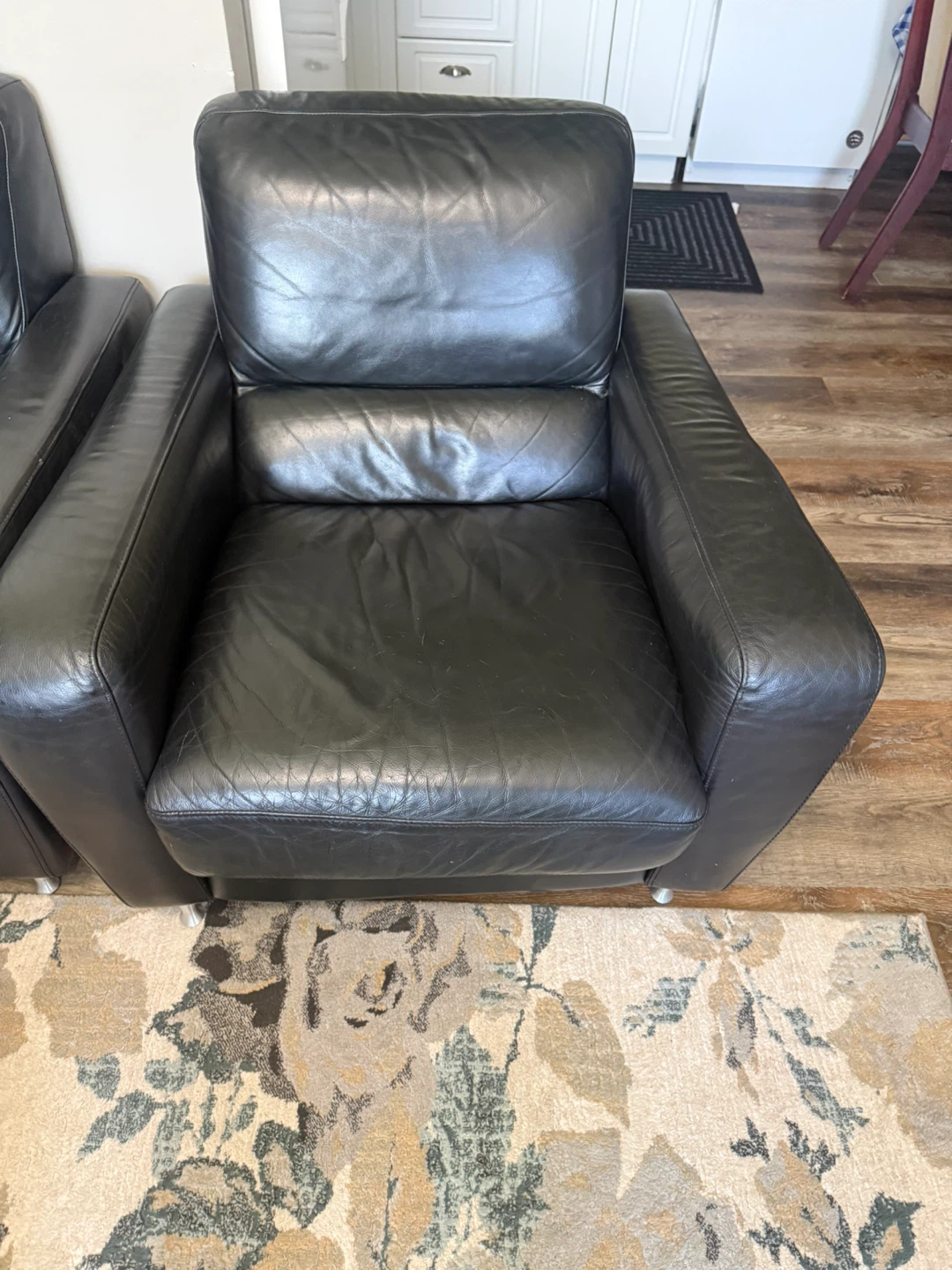 Black Leather Loveseat and Armchair Set - photo 2