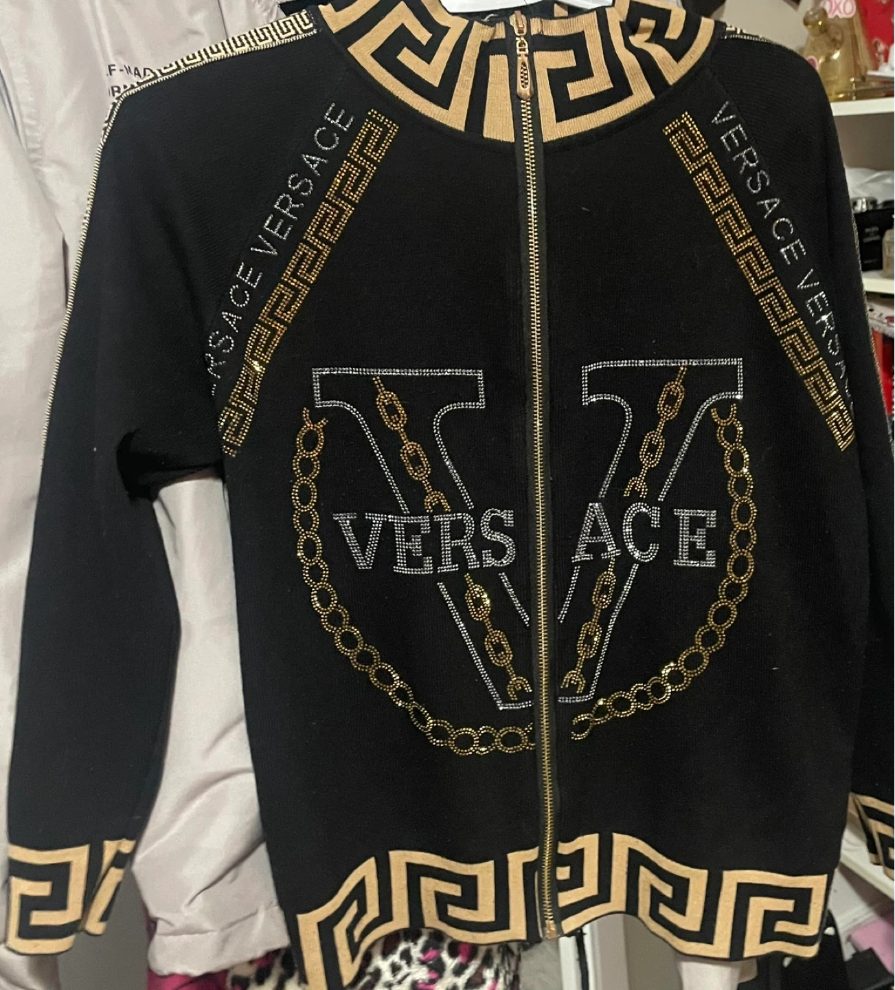 Versace Black & Gold  Zip-Up Sweater