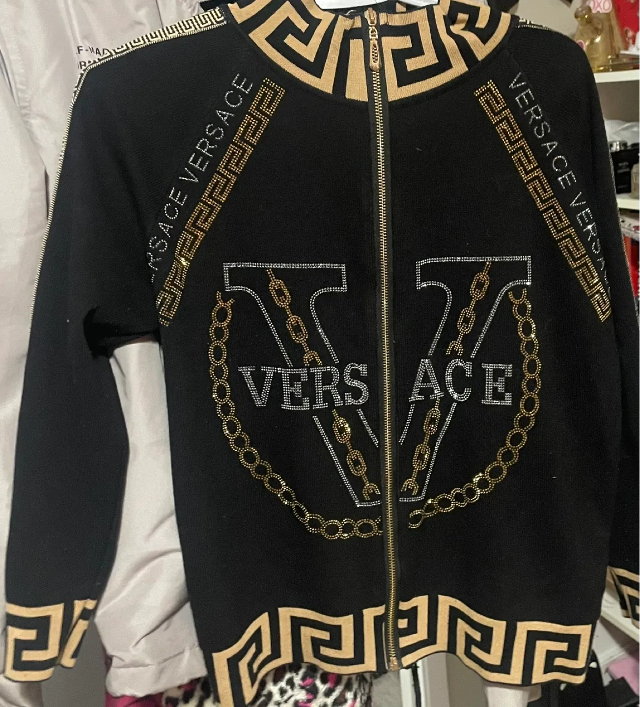 Versace Black & Gold  Zip-Up Sweater