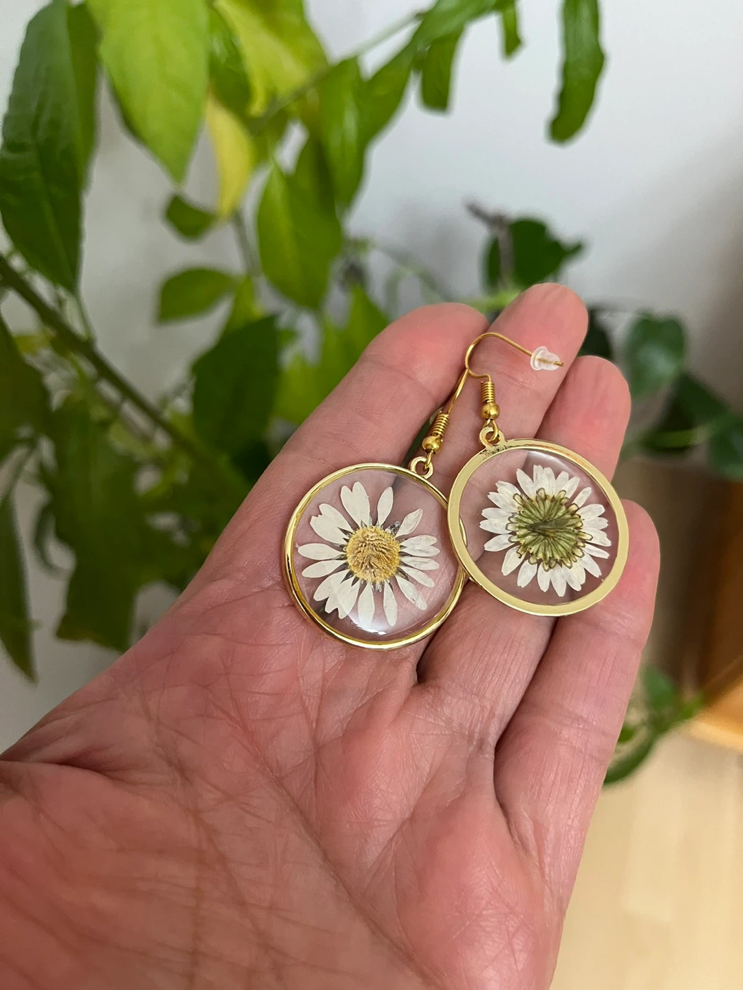 Dried Daisy Flower Earrings - photo 2