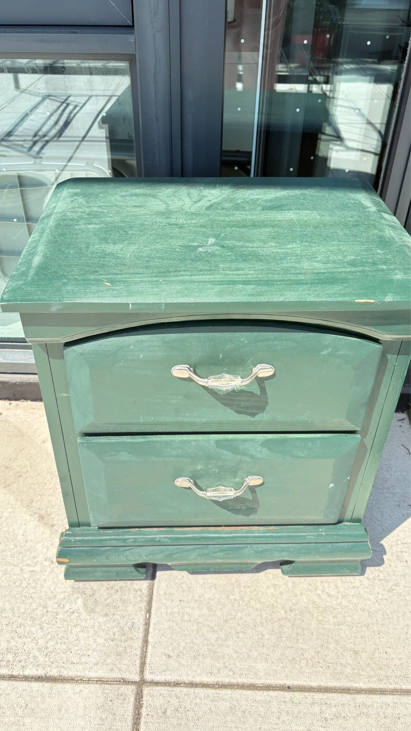 Green Two-Drawer Nightstand
