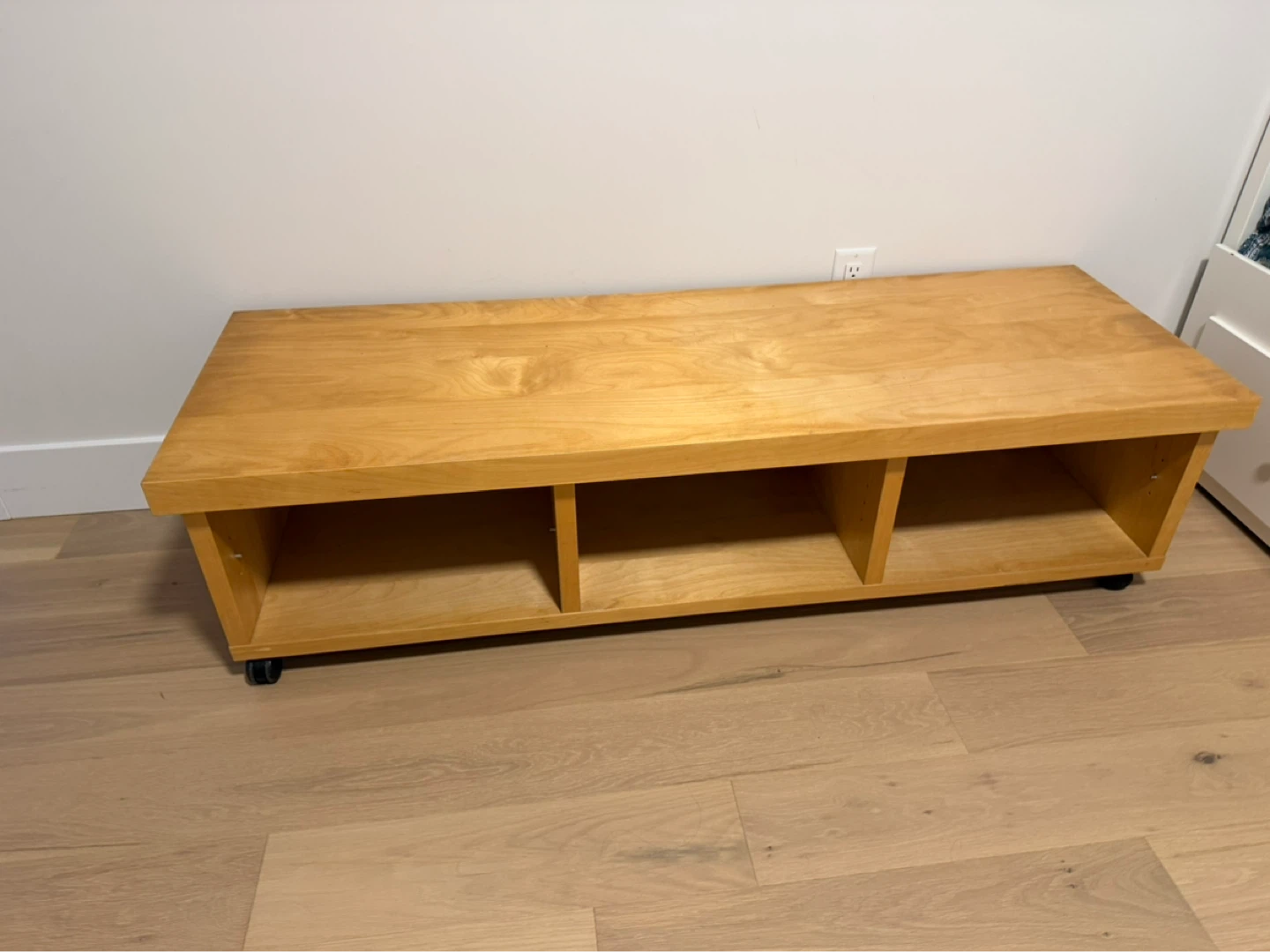 Wooden Media Console with Wheels - photo 3