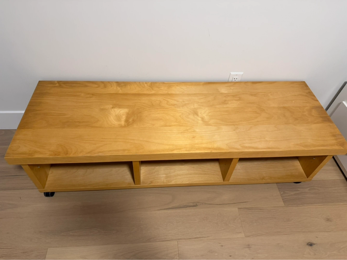 Wooden Media Console with Wheels - photo 2
