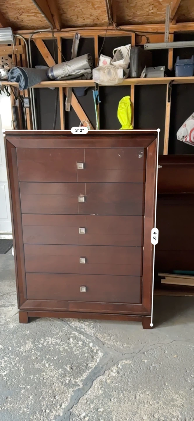 Dark Wood Dresser Chest - 3'2" W x 41.5" H