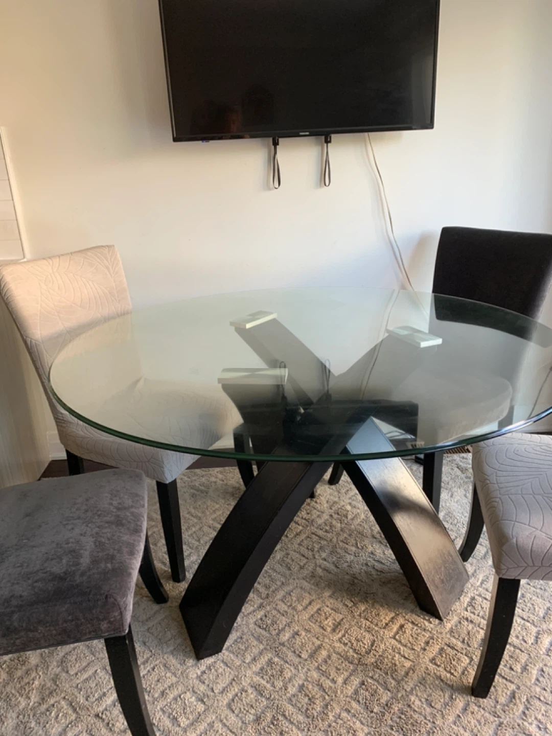 Glass Top Dining Table with 4 Chairs - photo 2