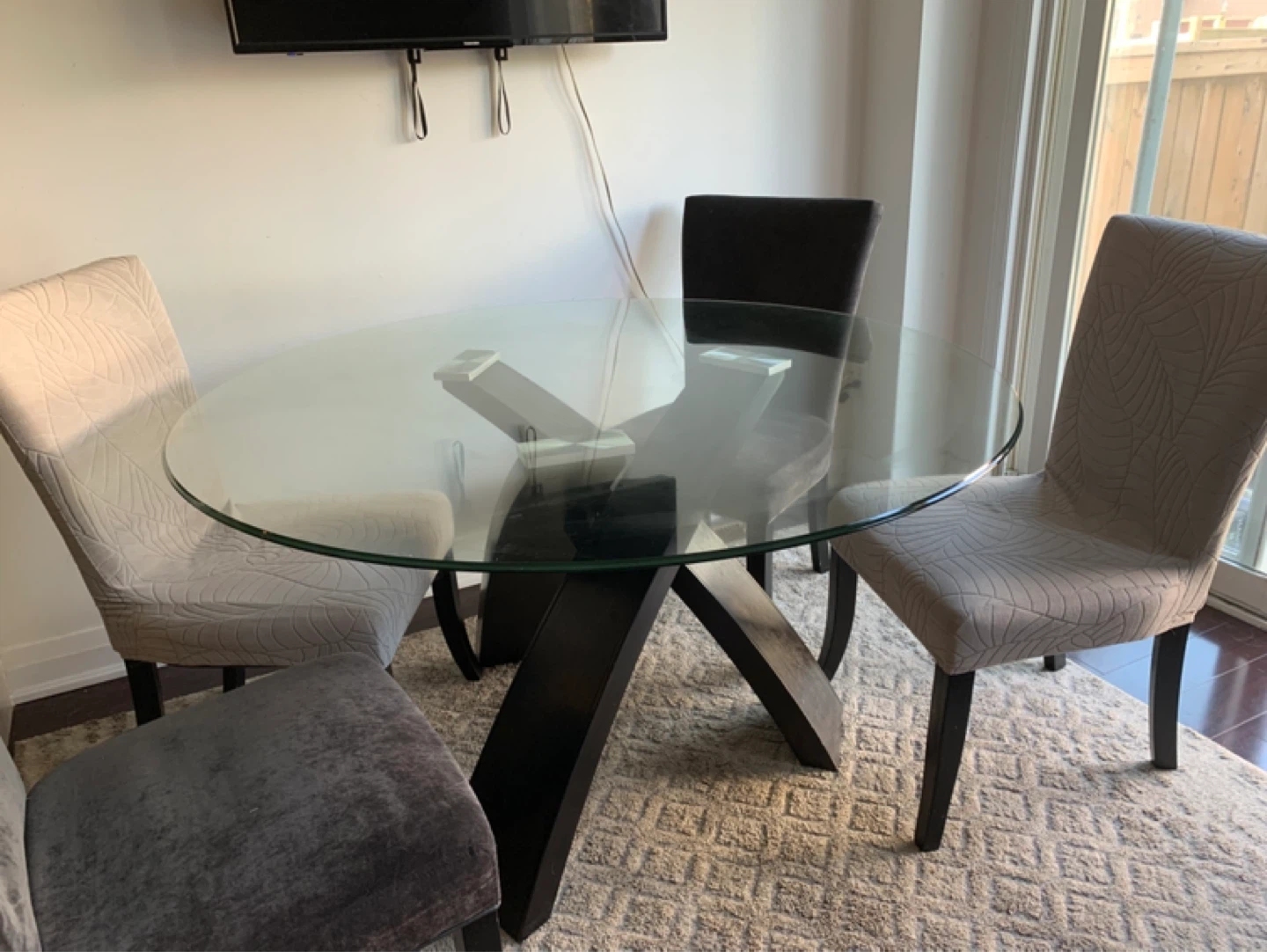 Glass Top Dining Table with 4 Chairs