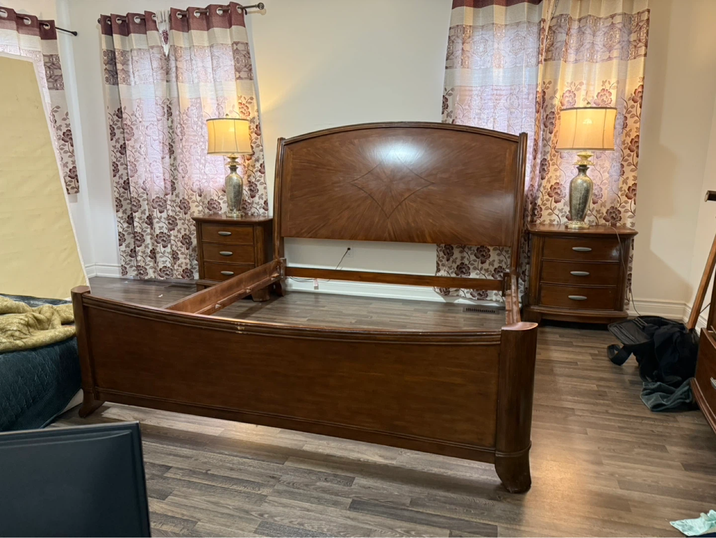 King size Ashley bed set with 2 night tables and dresser