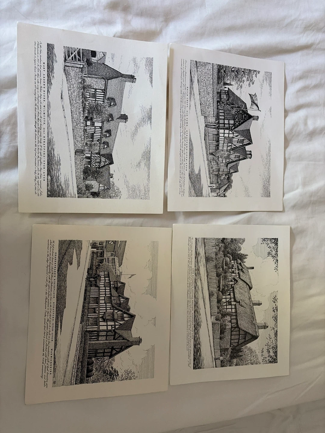 Set of 4 Stratford-upon-Avon Historic House Prints
