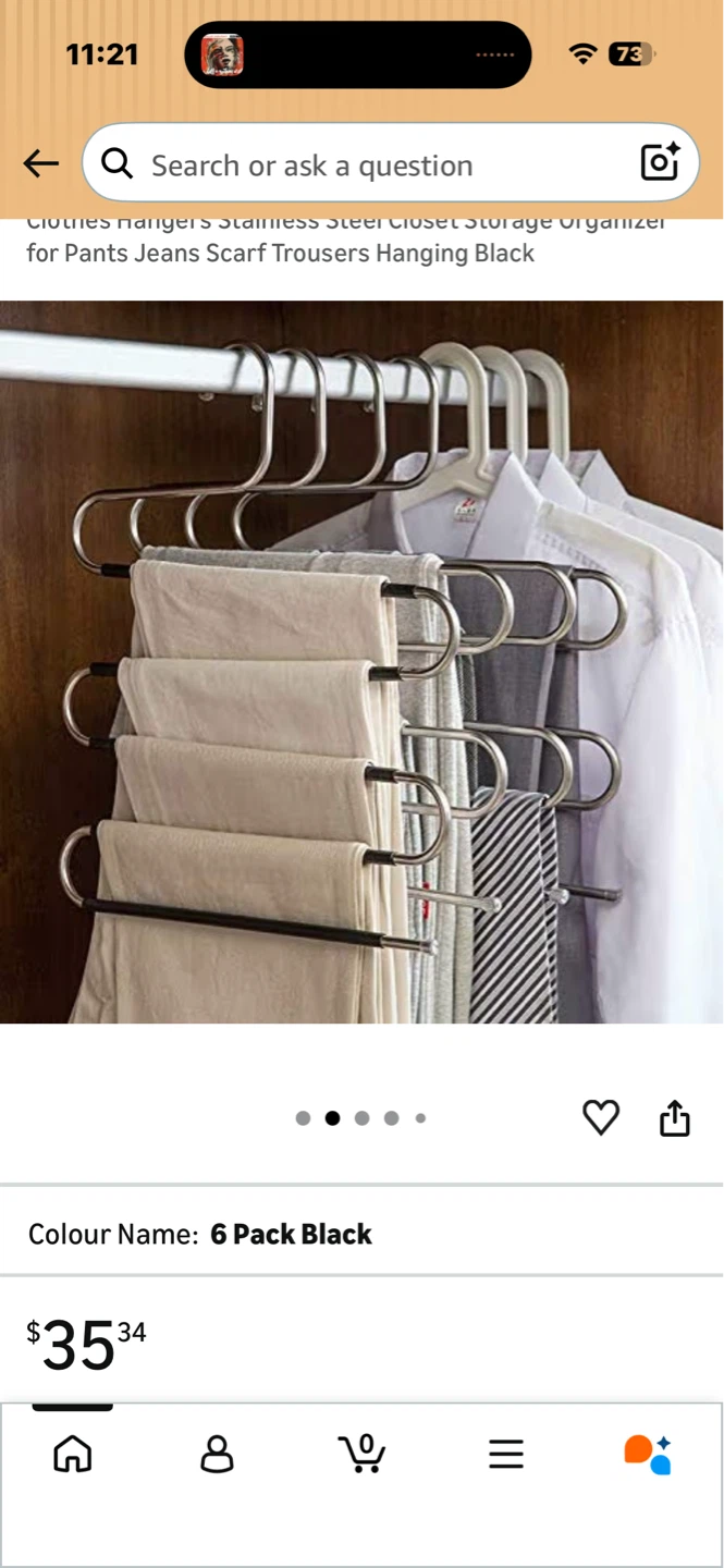 6 Pack Black S-Type Clothes Hangers - photo 3