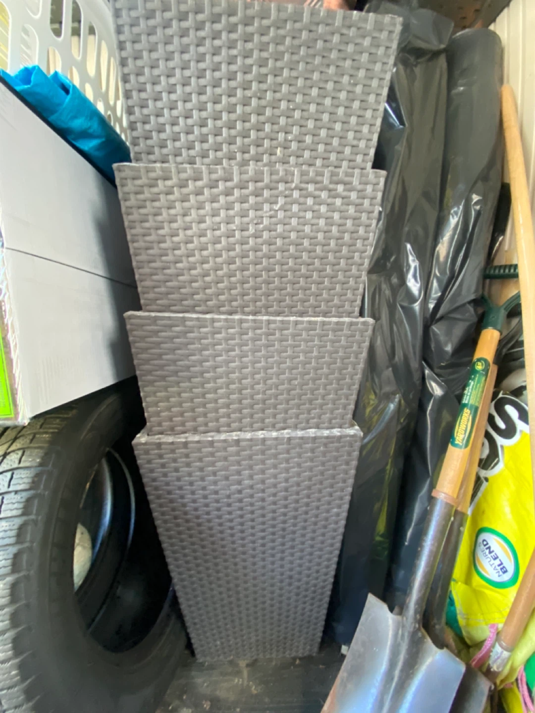 Grey Wicker Planters Set