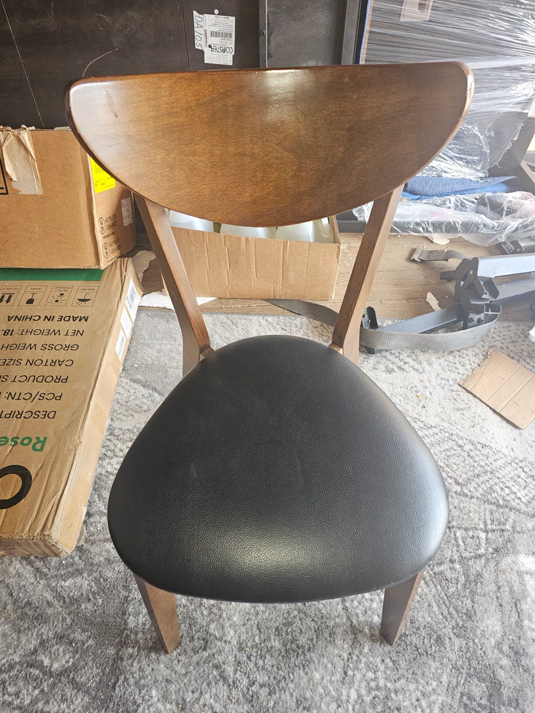 5 Wooden Dining Chair with Black Seat