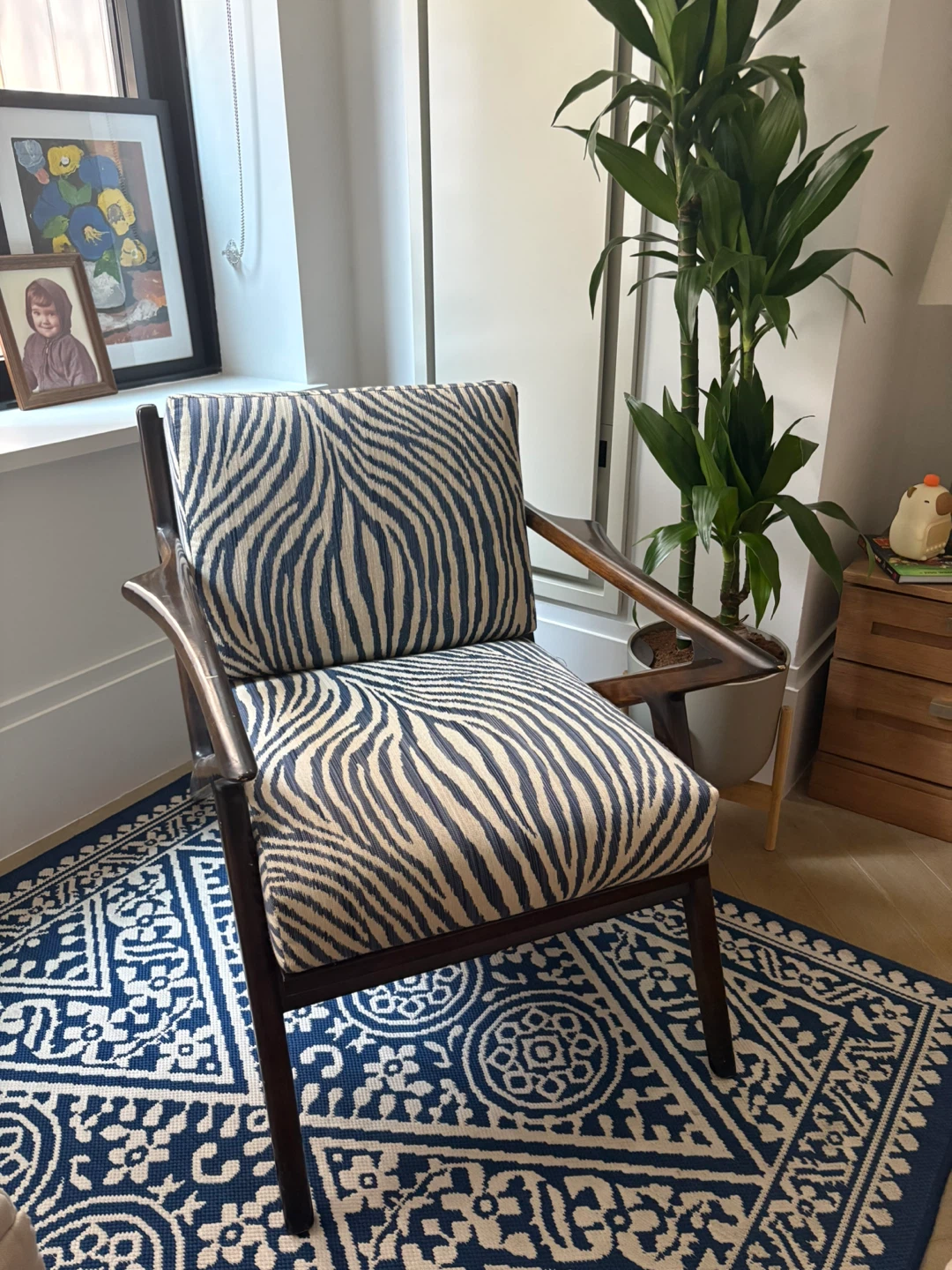 Armchair with Zebra Print Upholstery