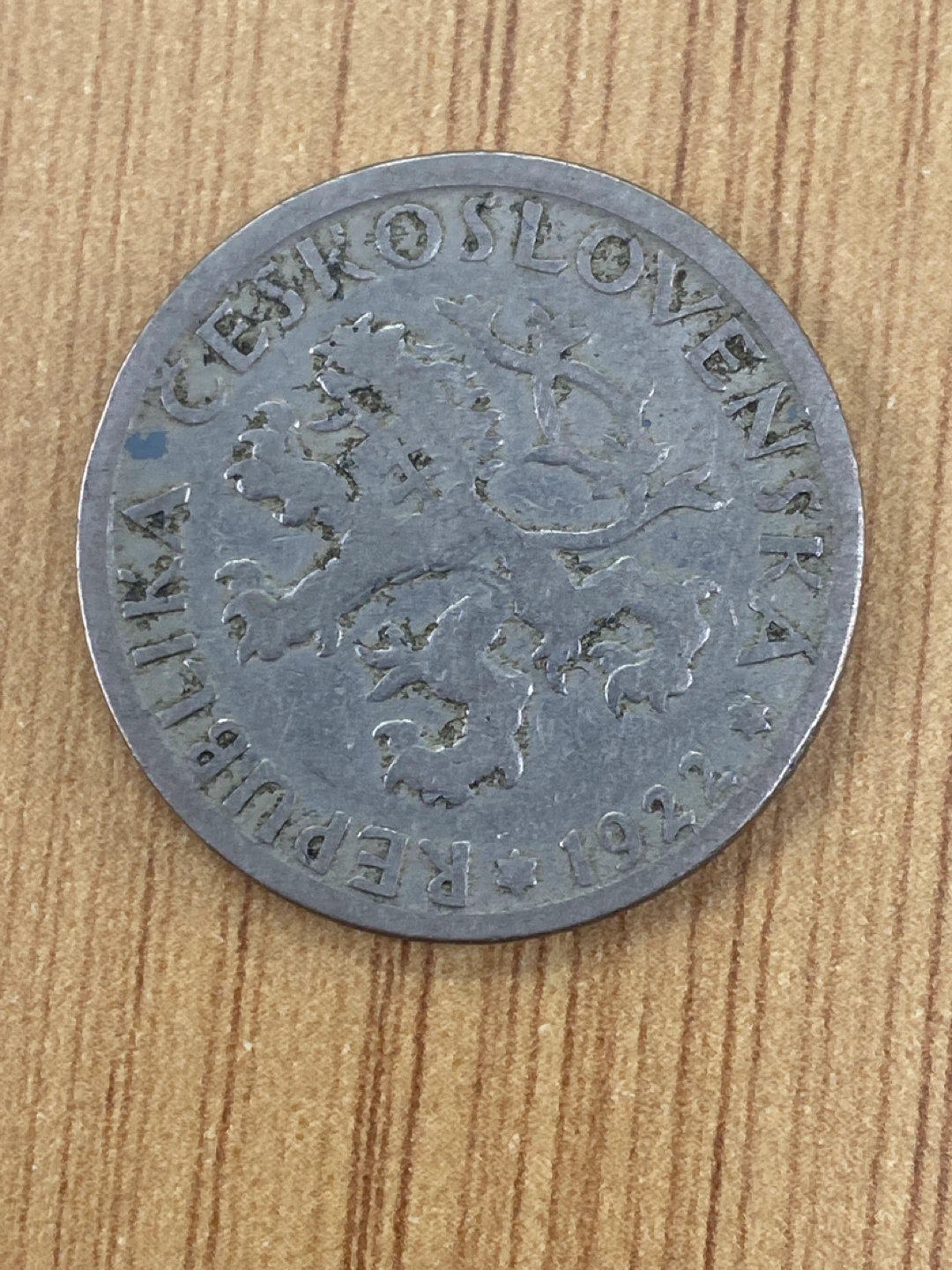 1922 Czechoslovakia 1 Koruna Coin