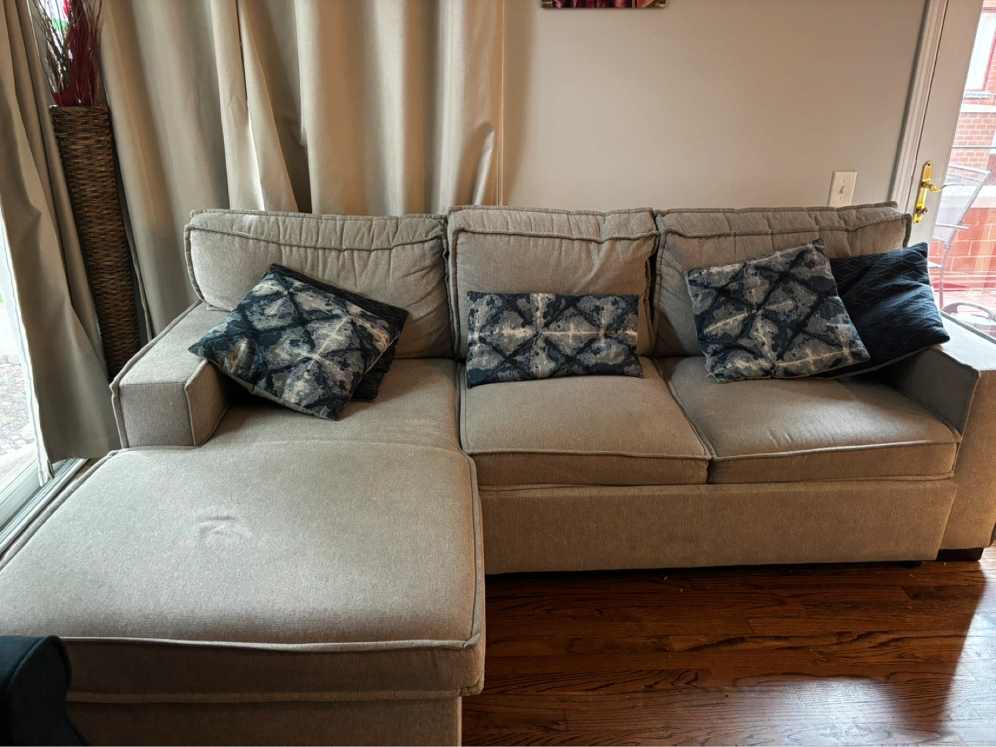 Sectional Sofa with Ottoman and Pillows