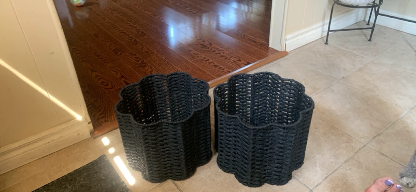 Set of 2 Black Woven Baskets - photo 3