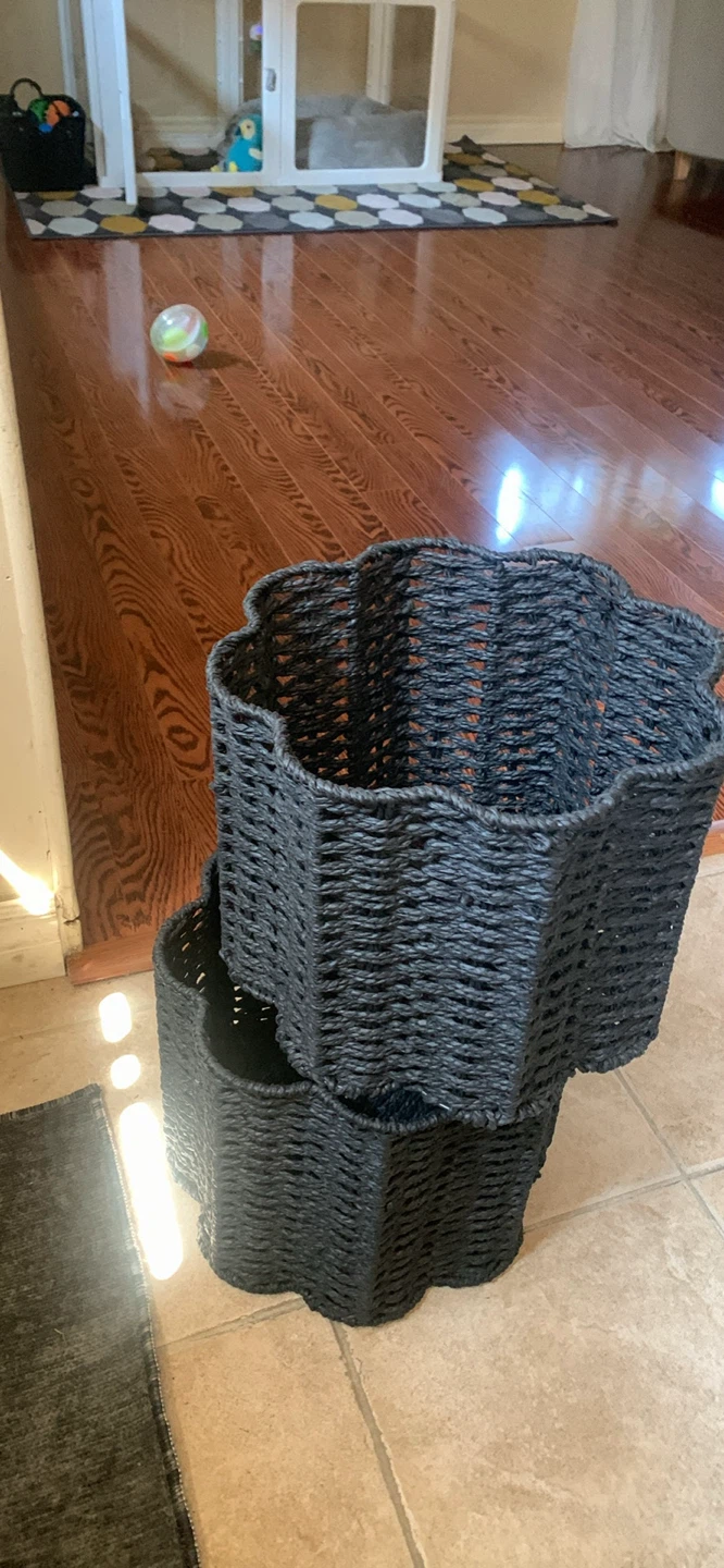 Set of 2 Black Woven Baskets