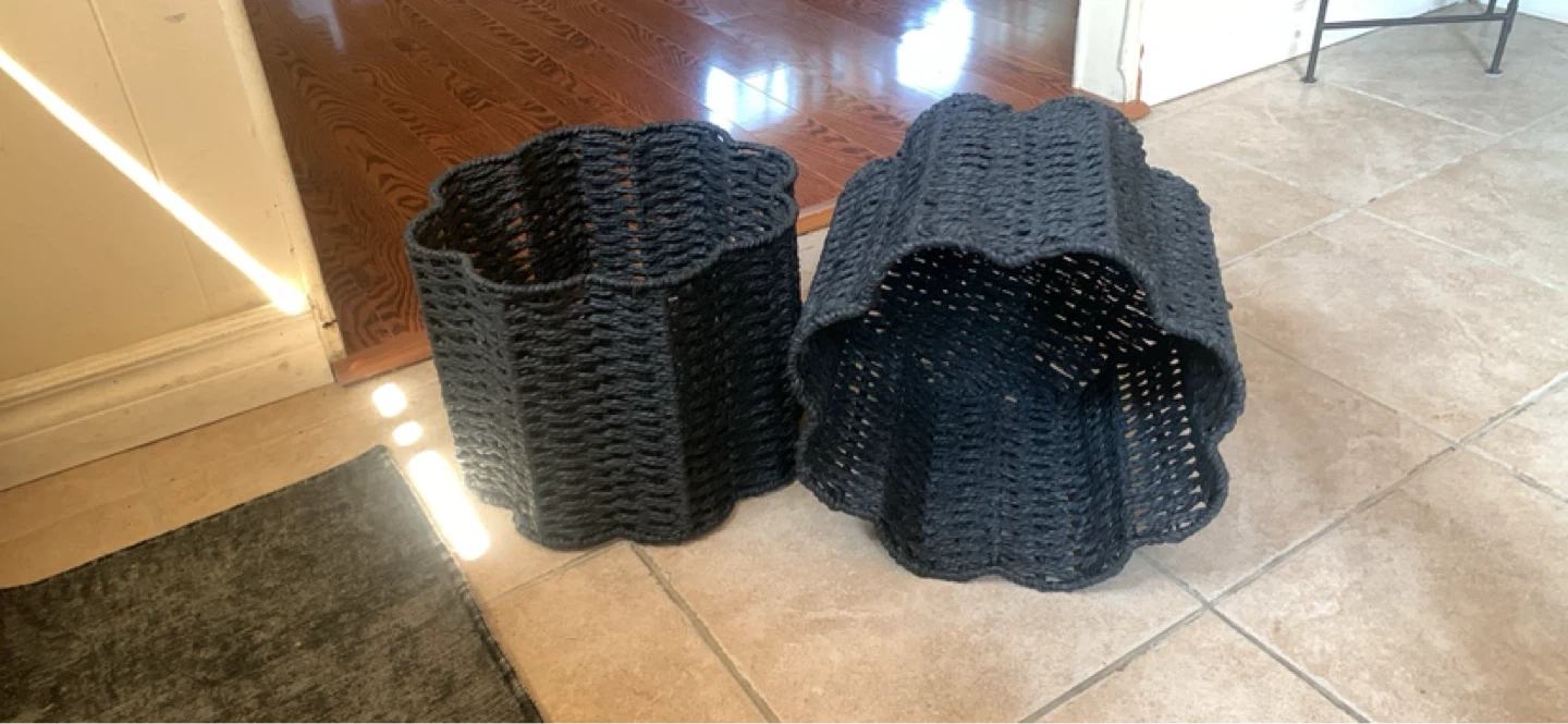 Set of 2 Black Woven Baskets - photo 2