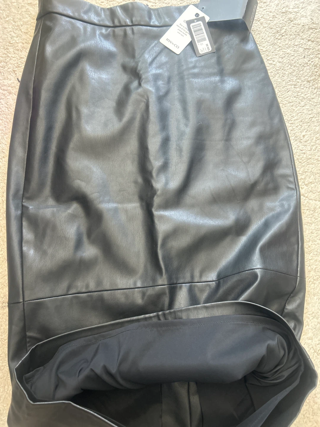 Brand New RW&CO. Black Faux Leather Pencil Skirt - Size 0 - photo 2