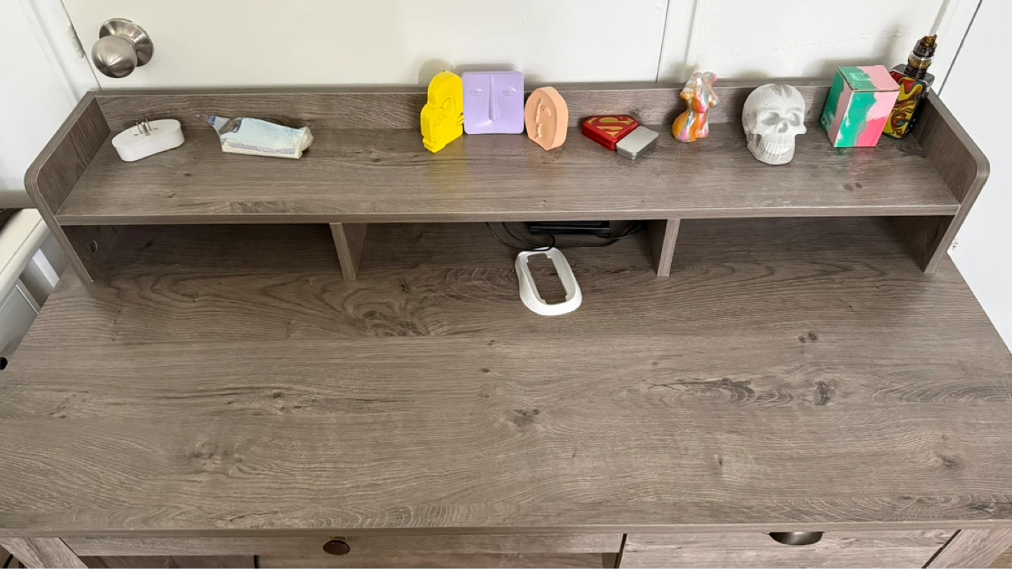 Wooden Desk with Hutch and Drawer Storage - photo 2