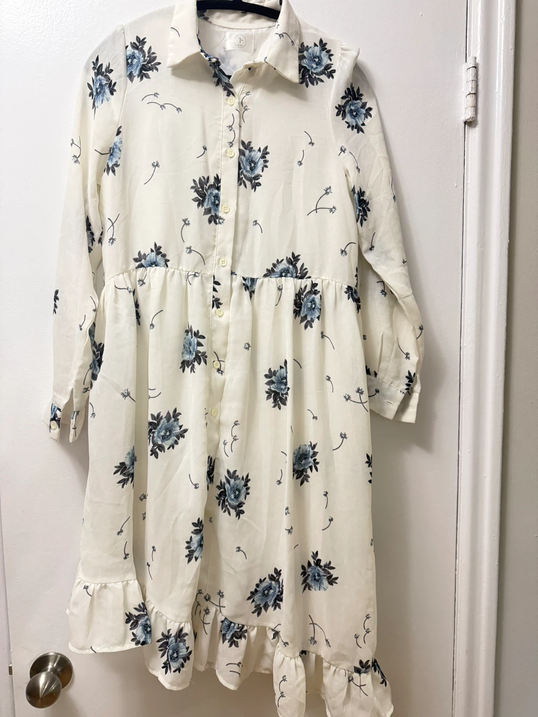 White Floral Button-Up Dress