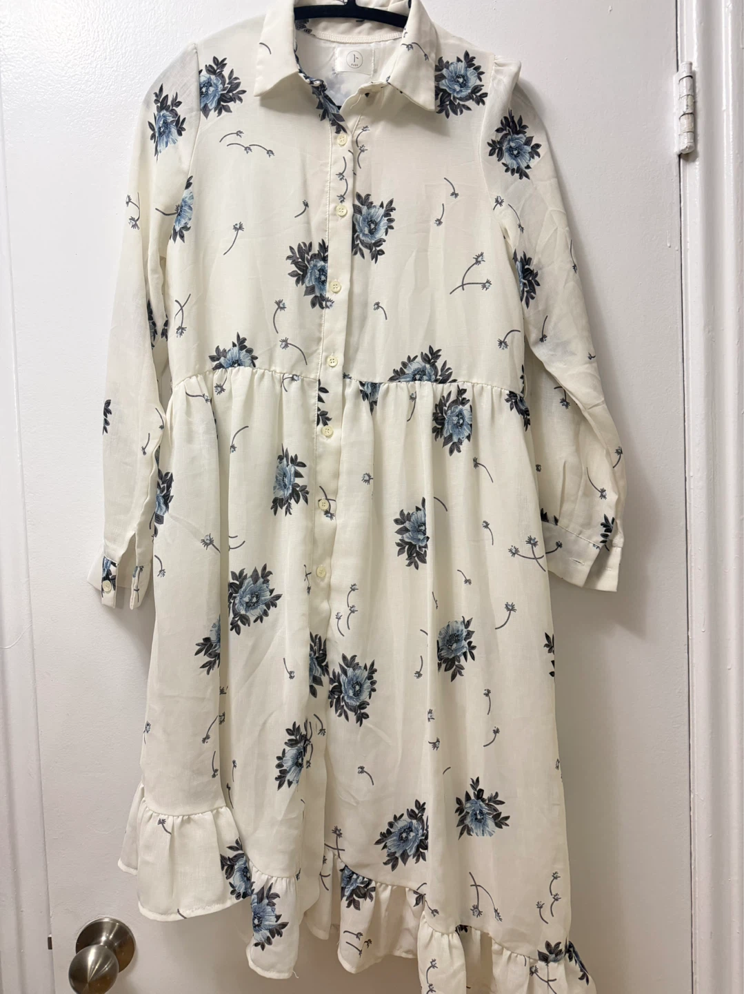 White Floral Button-Up Dress - photo 2