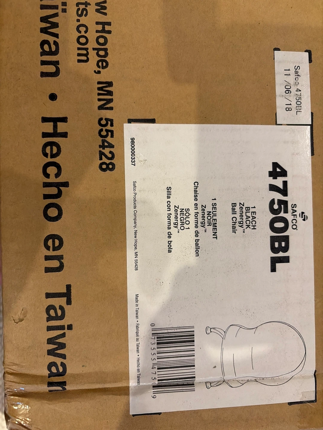 SAICO 4750BL Zenergy Ball Chair - Black