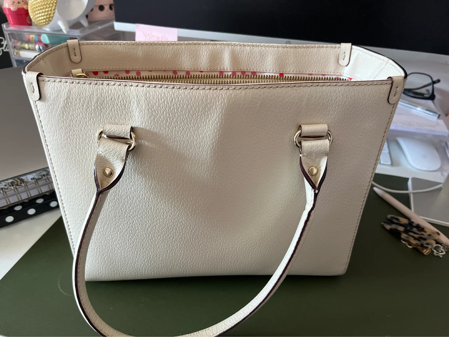 Kate Spade New York Cream Leather Tote Bag - photo 2