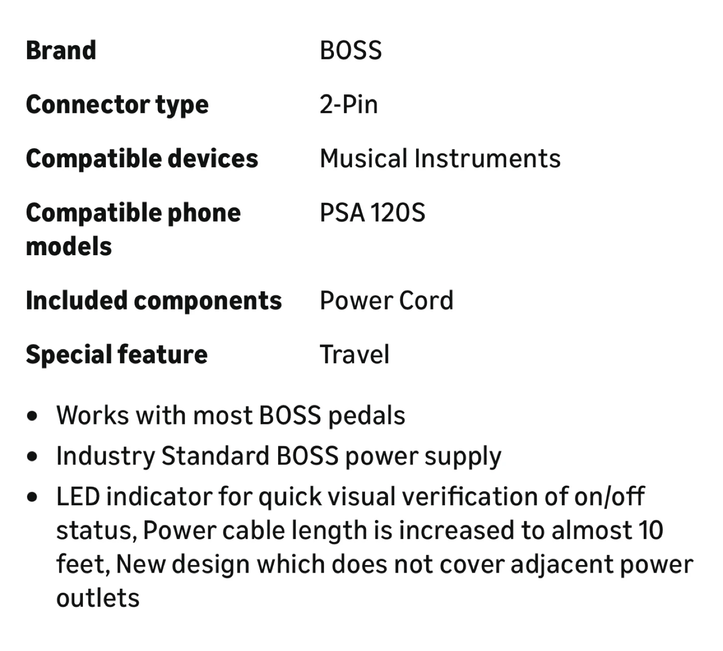 BOSS PSA-120S AC Power Adapter - photo 2