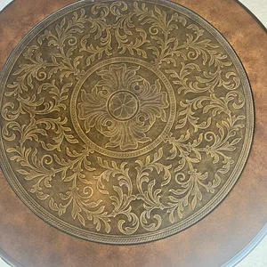 Set of two Round Coffee Tables with Ornate Inlay