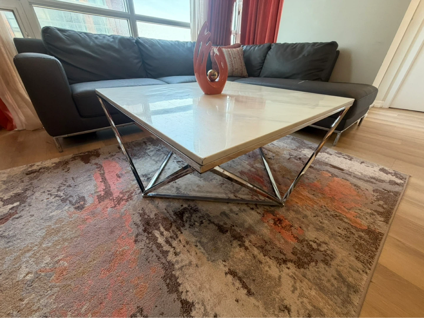 Square Coffee Table with Marble Top