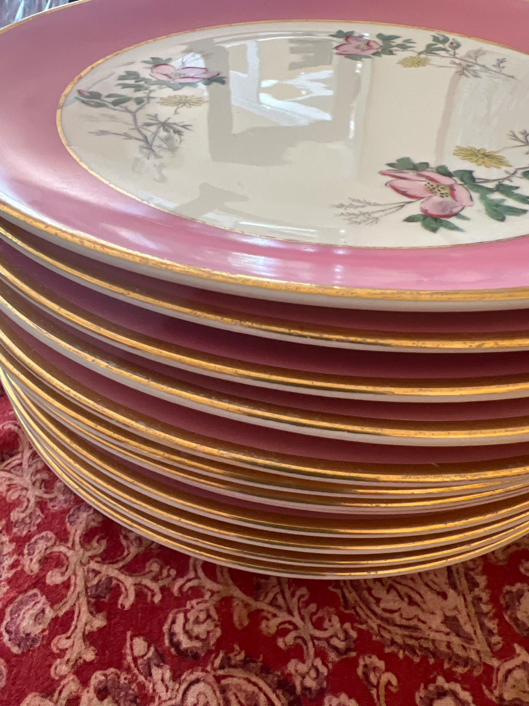 Set of 12 Pink Floral Dessert Plates - photo 2