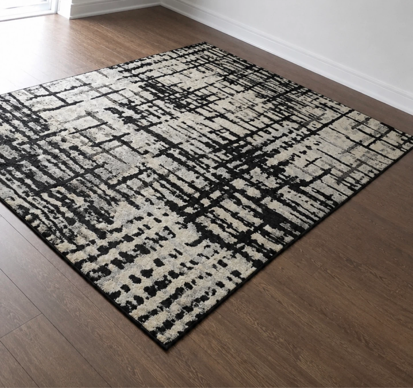 Abstract Black and White Area Rug