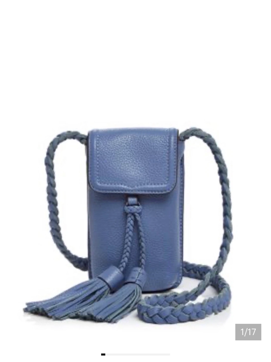 Rebecca minkoff tassel blue pebbled leather phone case