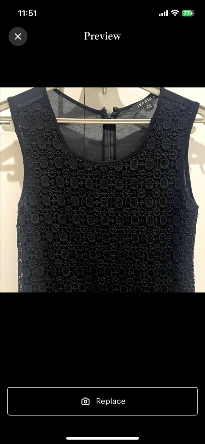 Jessica Black Lace Overlay tank top long