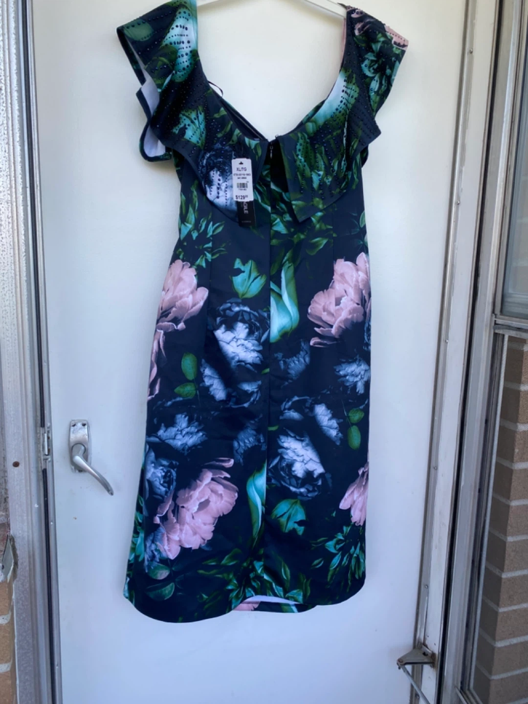 New Le Château Floral Print Embellished Dress - XL