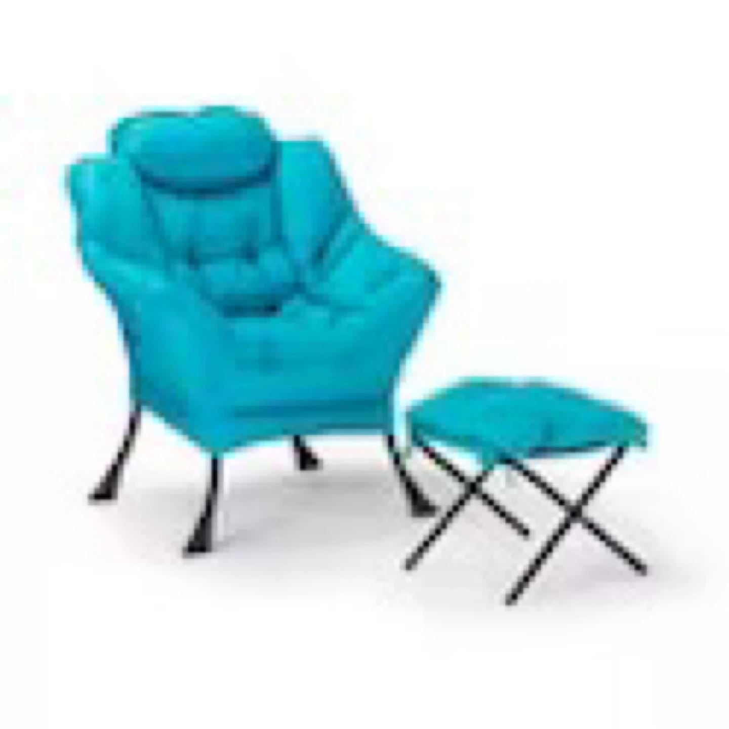 Teal Accent Chair with Ottoman - photo 2