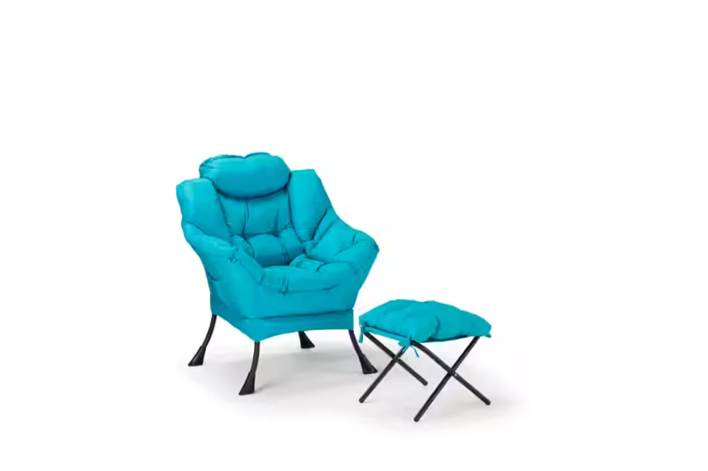 Teal Accent Chair with Ottoman