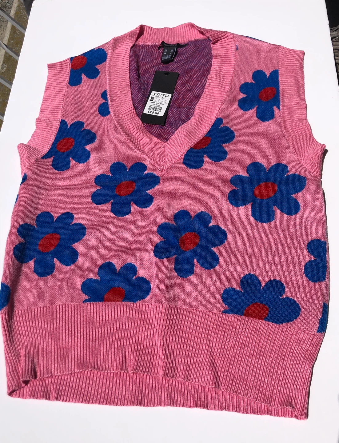 Forever 21 Pink Floral V-Neck Sweater Vest XS/TP - photo 4