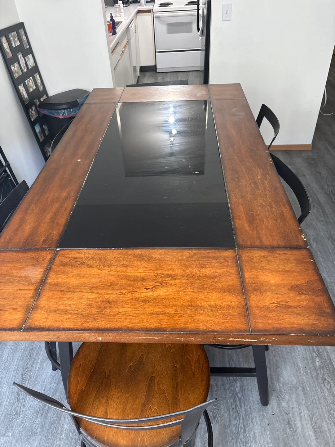 Wooden Dining Table with Black Accents