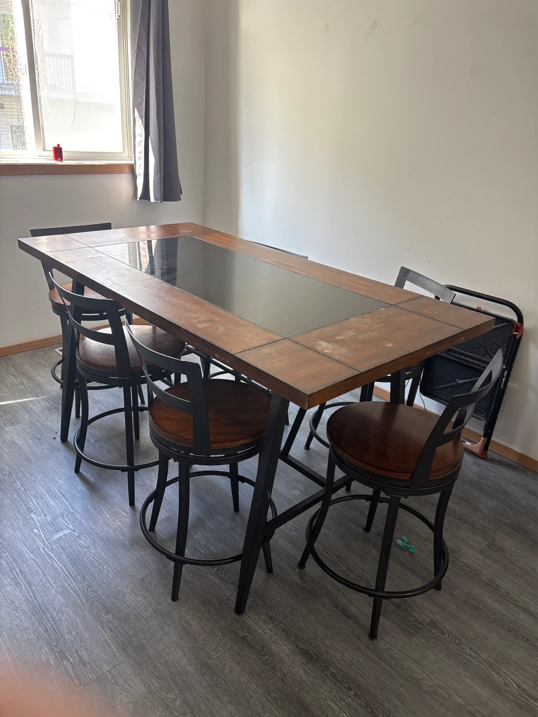 Wooden Dining Table with Black Accents - photo 4