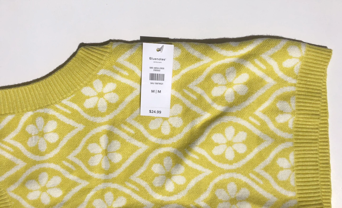 Bluenotes Women's Sweater Vest M/M Yellow Floral Pattern - photo 4