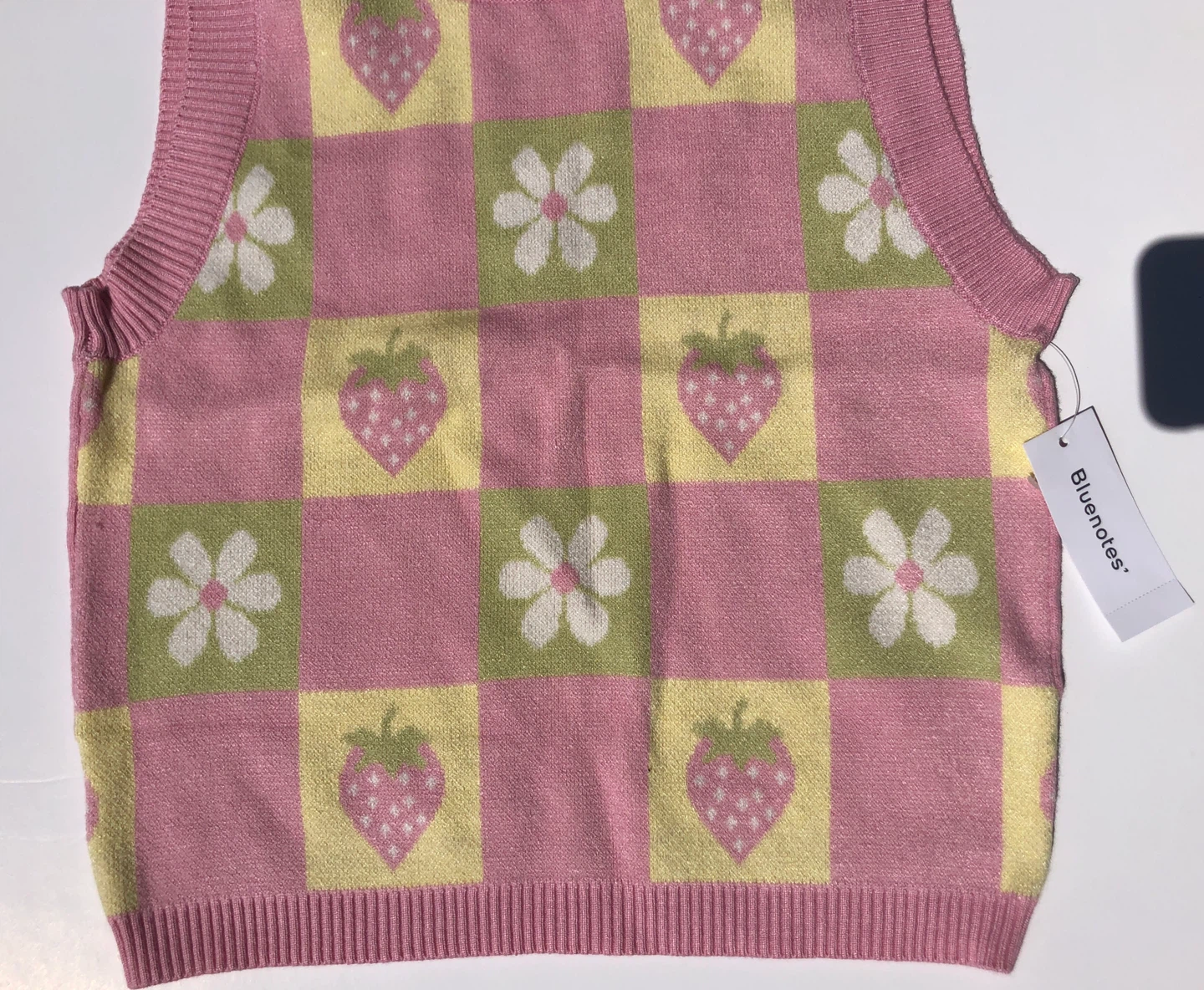 Bluenotes Women's Sweater Vest M/M Pink Strawberry Floral - photo 4