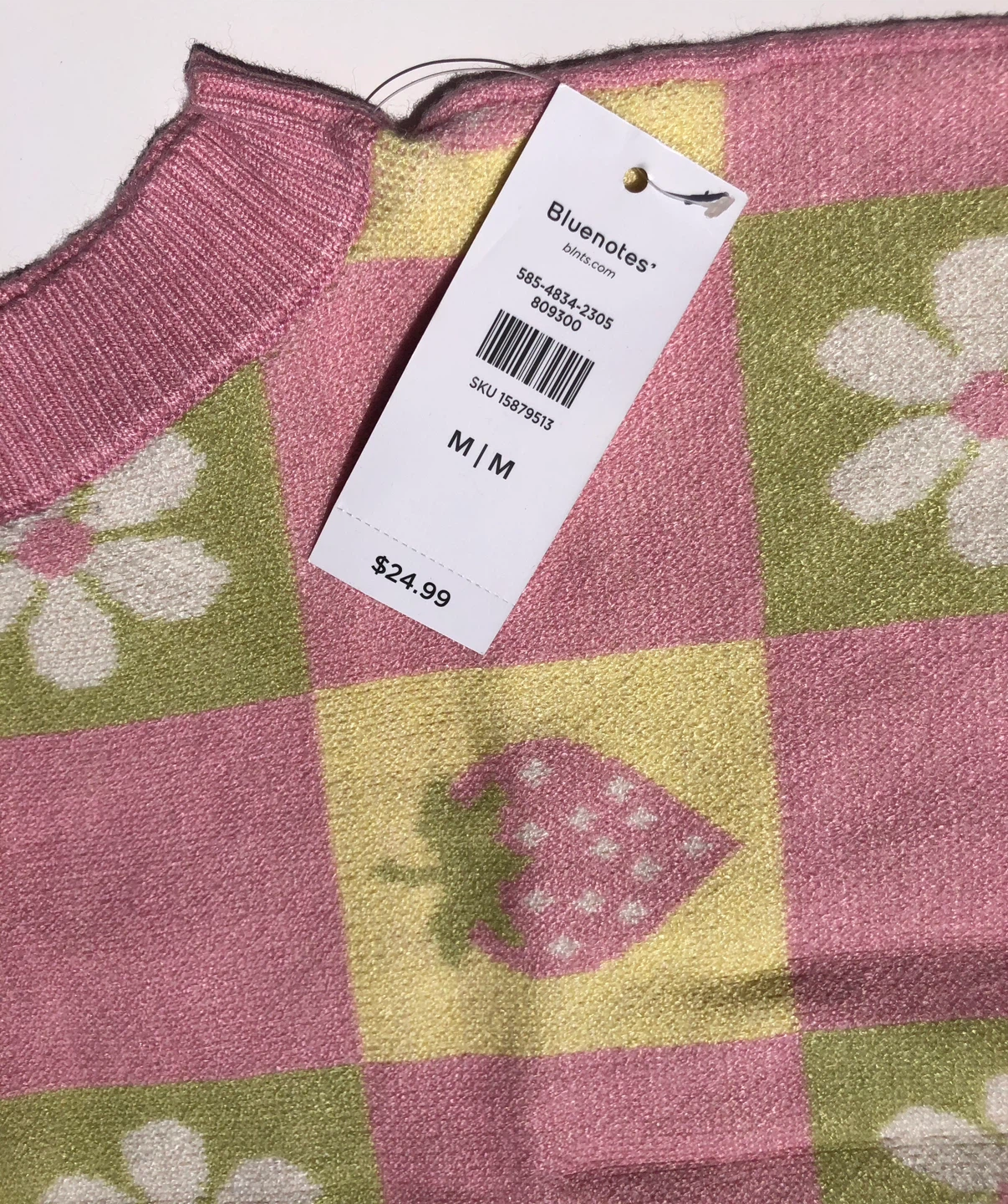 Bluenotes Women's Sweater Vest M/M Pink Strawberry Floral - photo 3