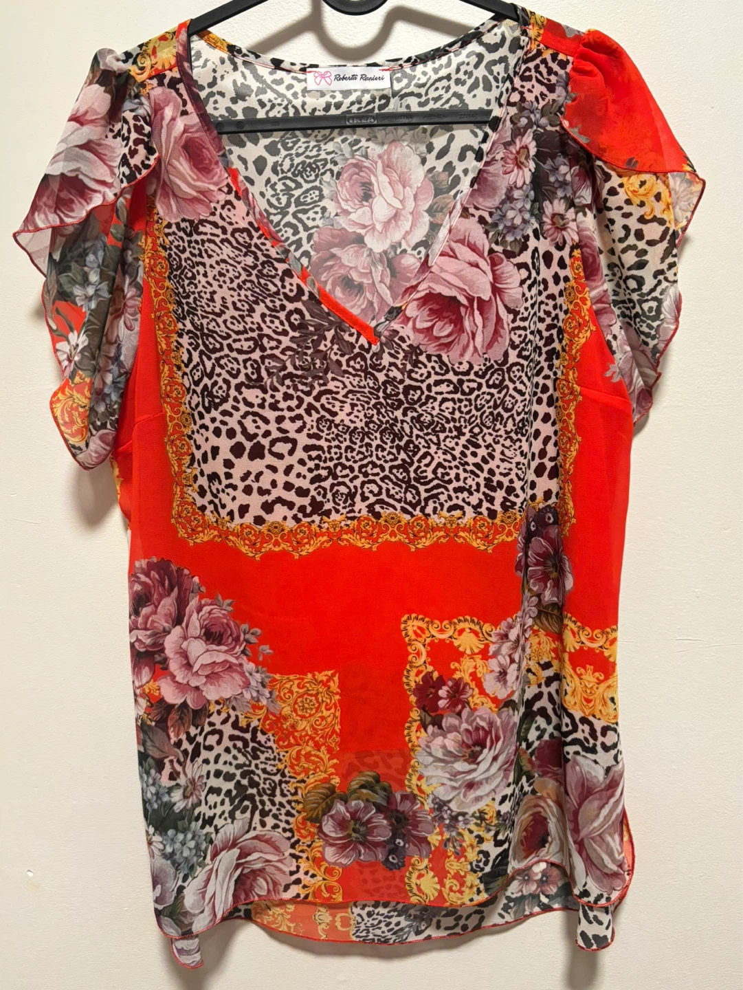 Roberta Ranieri Women's Floral Leopard Print Blouse