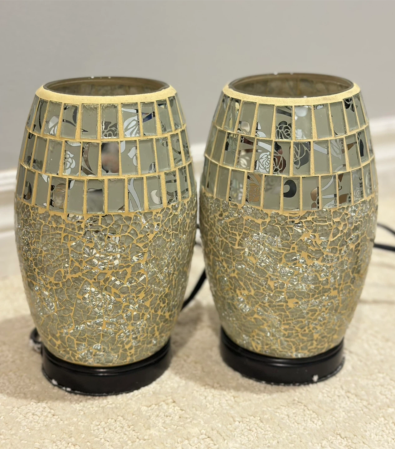 Pair of Mosaic Glass Lamps