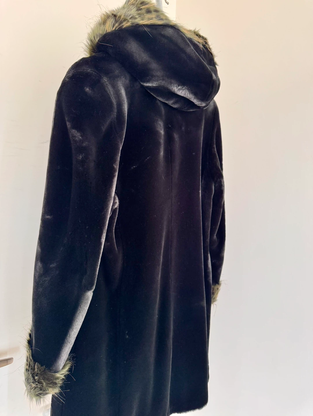 Vintage Black Faux Fur Hooded Coat - photo 5
