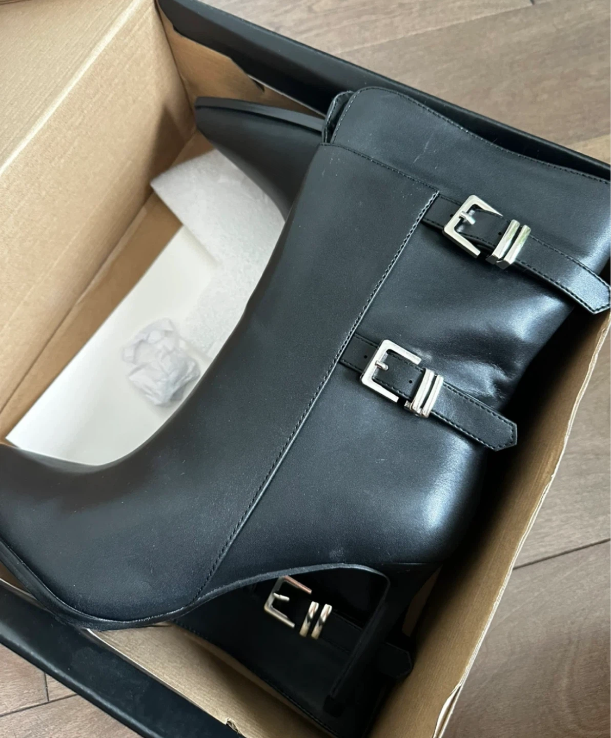 Fashion Nova Black Faux Leather Ankle Boots with Buckle Detail - photo 2