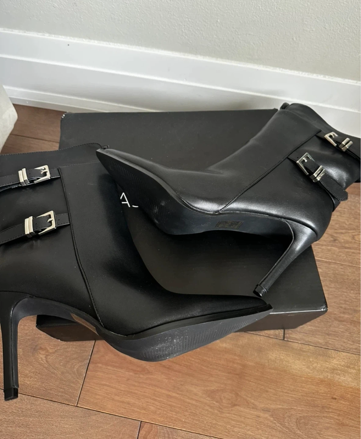 Fashion Nova Black Faux Leather Ankle Boots with Buckle Detail - photo 3
