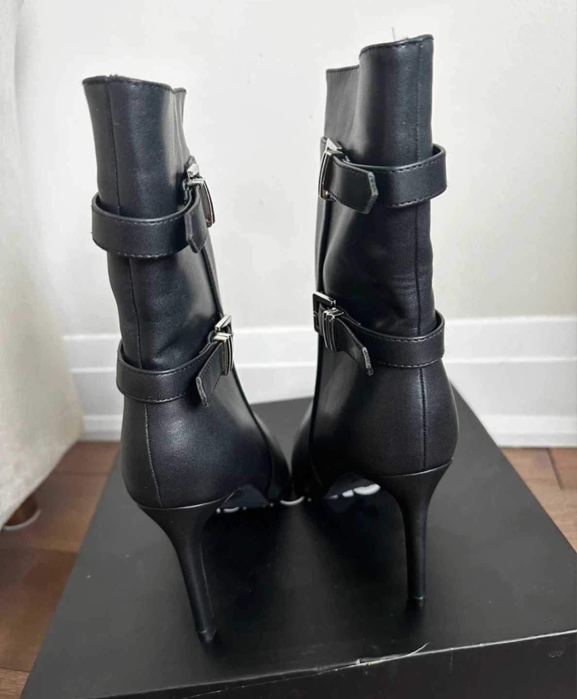 Fashion Nova Black Faux Leather Ankle Boots with Buckle Detail - photo 4
